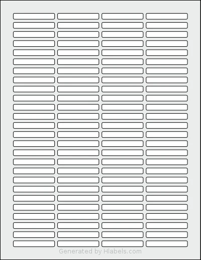 SheetLabels® SL739 template with 104 rectangular 1.75 x 0.25 inch labels per sheet, on Letter-size adhesive blank label sheets.