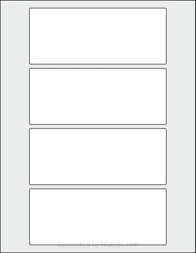 SheetLabels® SL741 template with 4 rectangular 5.94 x 2.44 inch labels per sheet, on Letter-size adhesive blank label sheets.