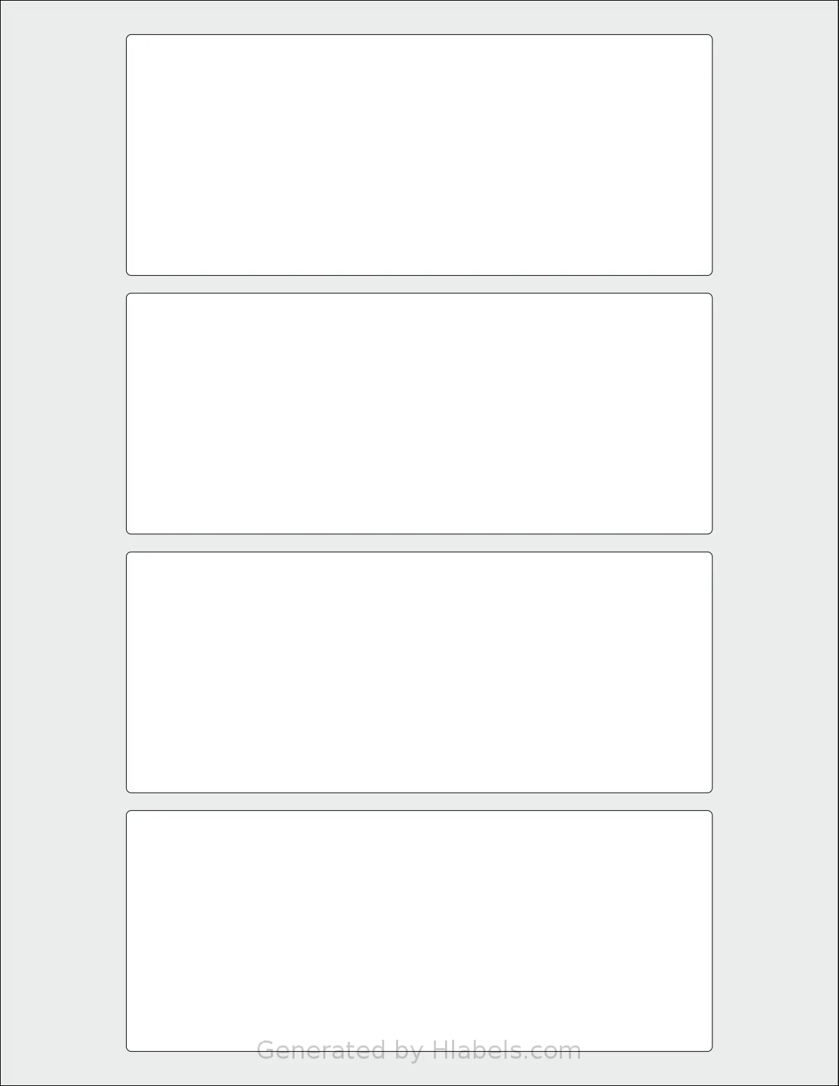 SheetLabels® SL741 template with 4 rectangular 5.94 x 2.44 inch labels per sheet, on Letter-size adhesive blank label sheets.