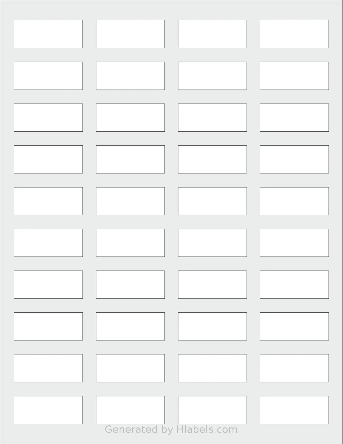 SheetLabels® SL745 template with 40 rectangular 1.7 x 0.6875 inch labels per sheet, on Letter-size adhesive blank label sheets.