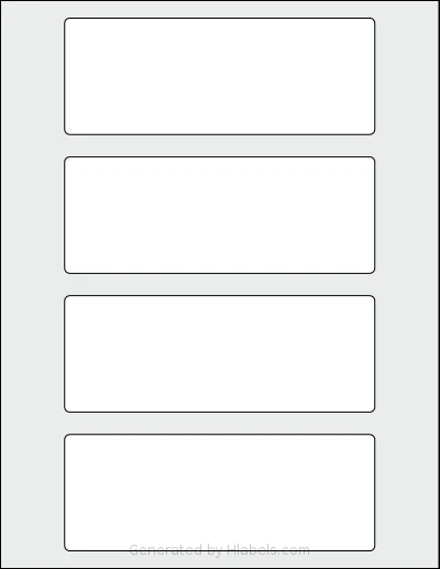 SheetLabels® SL783 template with 4 rectangular 6 x 2.25 inch labels per sheet, on Letter-size adhesive blank label sheets.