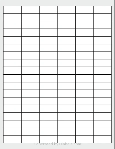 SheetLabels® SL841 template with 108 rectangular 1.333 x 0.5625 inch labels per sheet, on Letter-size adhesive blank label sheets.