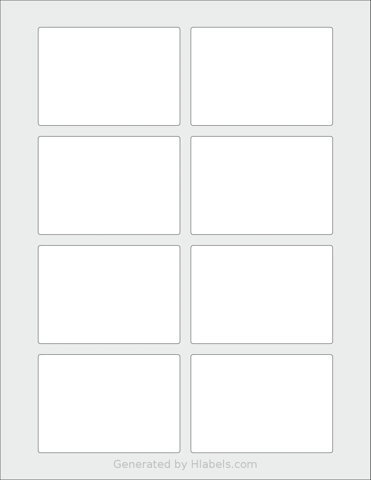 SheetLabels® SL9 template with 8 rectangular 3.25 x 2.25 inch labels per sheet, on Letter-size adhesive blank label sheets.