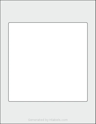 SheetLabels® SL906 template with 1 square 7 x 7 inch labels per sheet, on Letter-size adhesive blank label sheets.