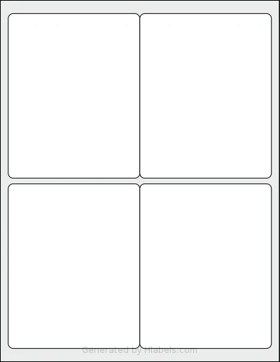 SheetLabels® SL973 template with 4 rectangular 4 x 5 inch labels per sheet, on Letter-size adhesive blank label sheets.