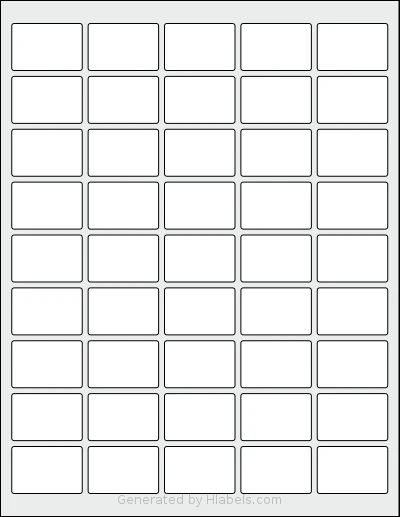 SheetLabels® SL986 template with 45 rectangular 1.5 x 1 inch labels per sheet, on Letter-size adhesive blank label sheets.