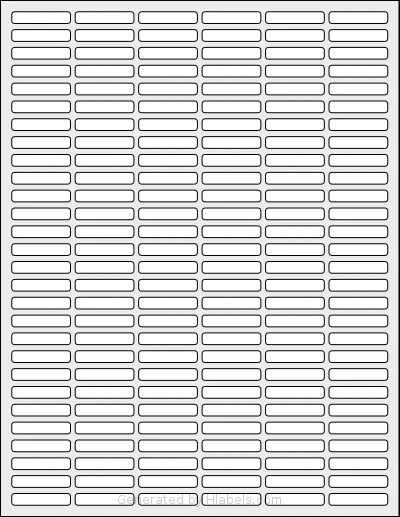 SheetLabels® SL987 template with 168 rectangular 1.25 x 0.25 inch labels per sheet, on Letter-size adhesive blank label sheets.