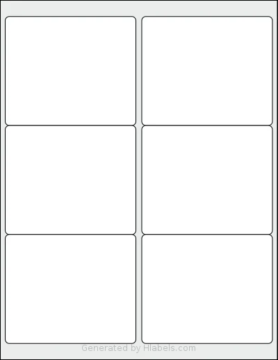 SmithCorona® 9306 template with 6 rectangular 4 x 3.33 inch labels per sheet, on Letter-size adhesive blank label sheets.