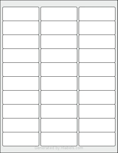 SmithCorona® 9330 template with 30 rectangular 2.625 x 1 inch labels per sheet, on Letter-size adhesive blank label sheets.