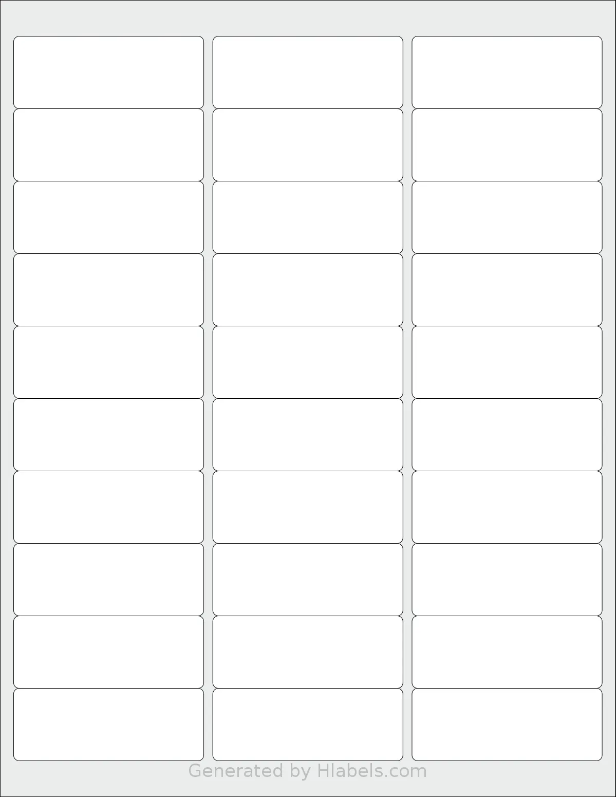 SmithCorona® 9330 template with 30 rectangular 2.625 x 1 inch labels per sheet, on Letter-size adhesive blank label sheets.