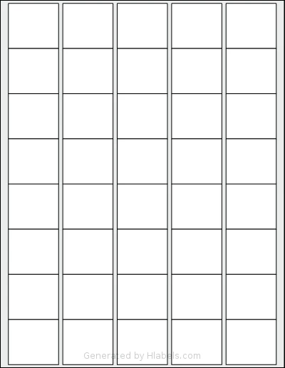 SmithCorona® S103W template with 40 rectangular 1.5 x 1.35 inch labels per sheet, on Letter-size adhesive blank label sheets.