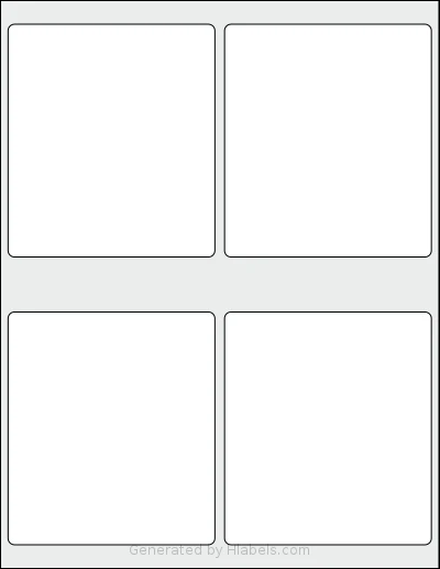 SmithCorona® S104W template with 4 rectangular 4 x 4.5 inch labels per sheet, on Letter-size adhesive blank label sheets.