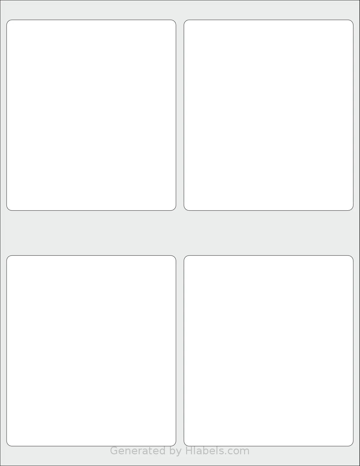 SmithCorona® S104W template with 4 rectangular 4 x 4.5 inch labels per sheet, on Letter-size adhesive blank label sheets.