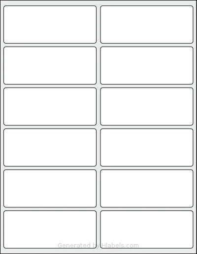 SmithCorona® S108W template with 12 rectangular 4 x 1.625 inch labels per sheet, on Letter-size adhesive blank label sheets.