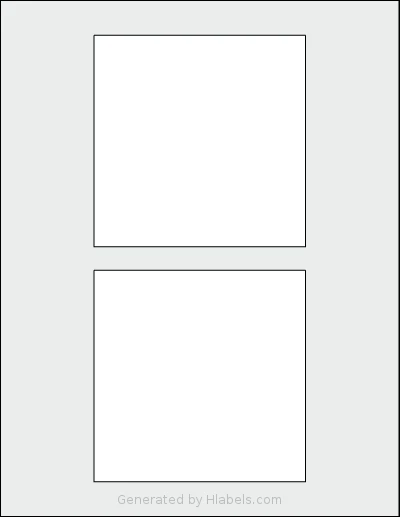 SmithCorona® S113W template with 2 square 4.5 x 4.5 inch labels per sheet, on Letter-size adhesive blank label sheets.