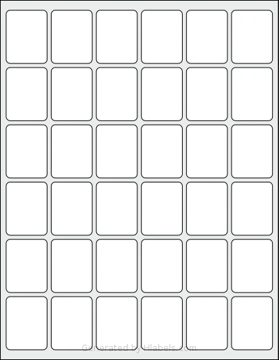 SmithCorona® S114W template with 36 rectangular 1.25 x 1.625 inch labels per sheet, on Letter-size adhesive blank label sheets.