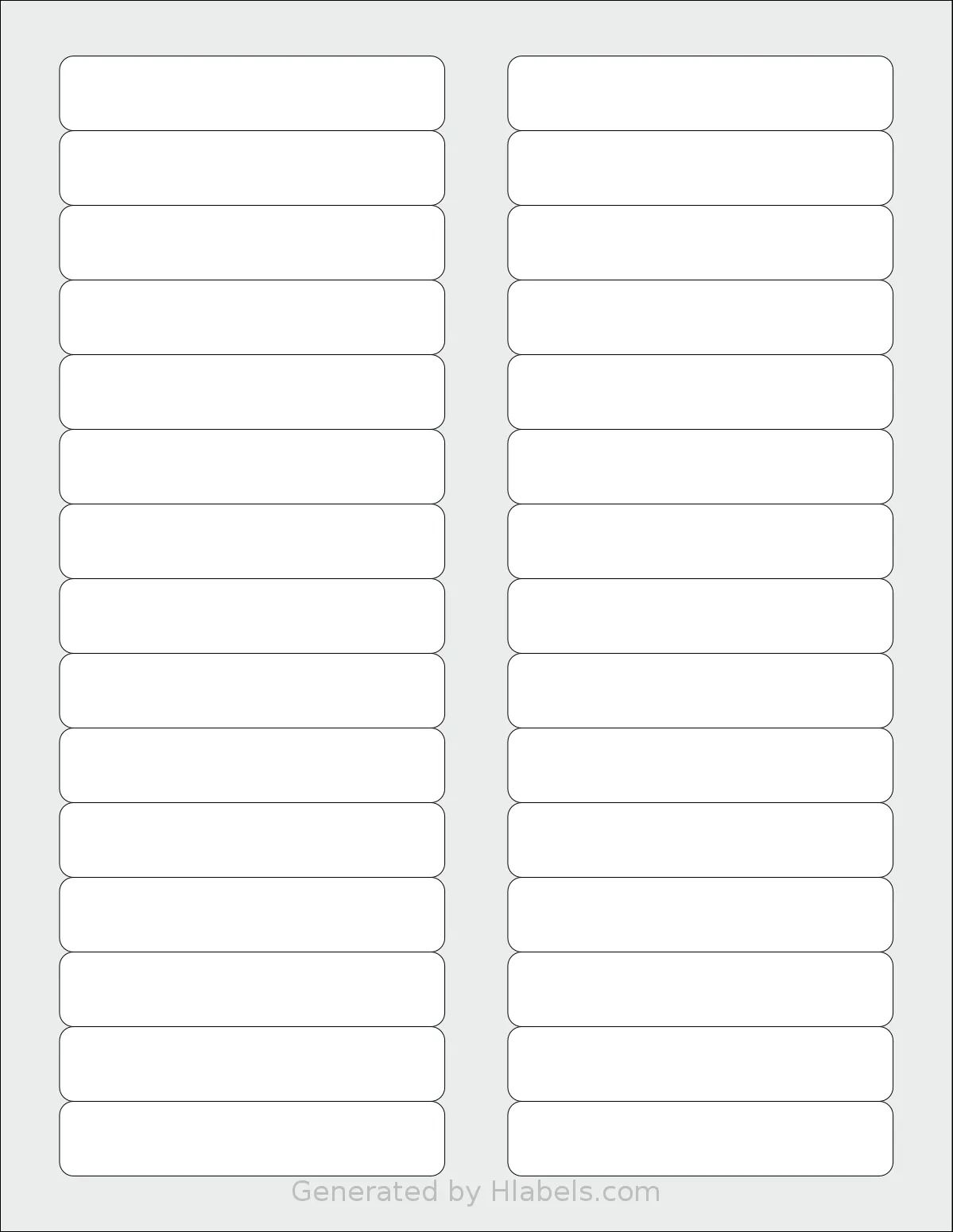 SmithCorona® S125W template with 30 rectangular 3.4375 x 0.667 inch labels per sheet, on Letter-size adhesive blank label sheets.