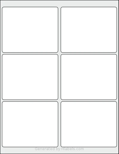 SmithCorona® S165W template with 6 rectangular 4 x 3.25 inch labels per sheet, on Letter-size adhesive blank label sheets.