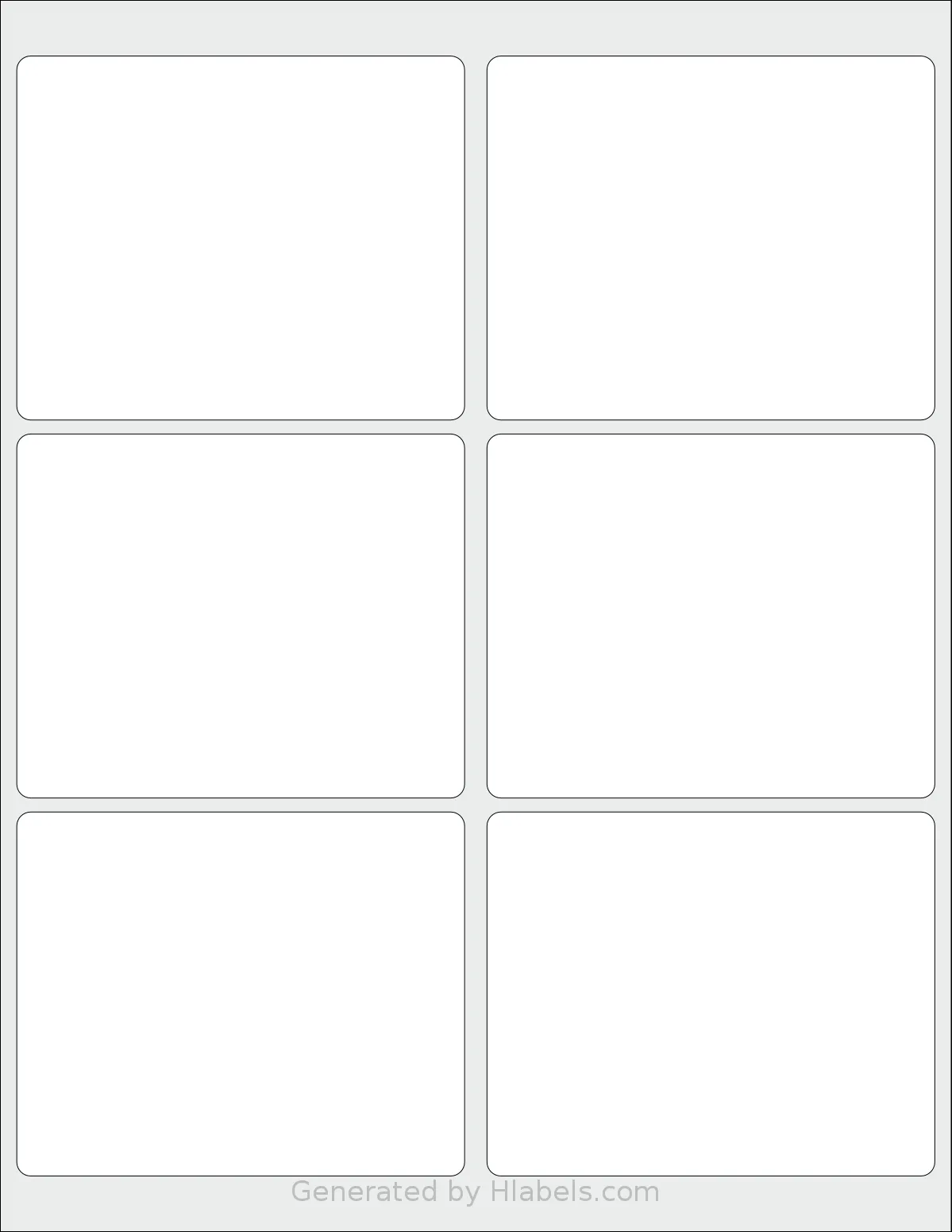 SmithCorona® S165W template with 6 rectangular 4 x 3.25 inch labels per sheet, on Letter-size adhesive blank label sheets.