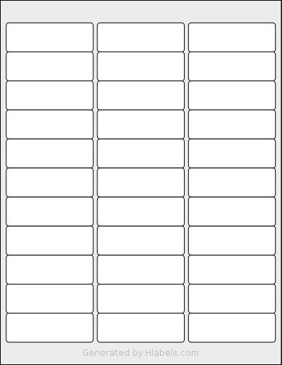SmithCorona® S180W template with 33 rectangular 2.625 x 0.875 inch labels per sheet, on Letter-size adhesive blank label sheets.