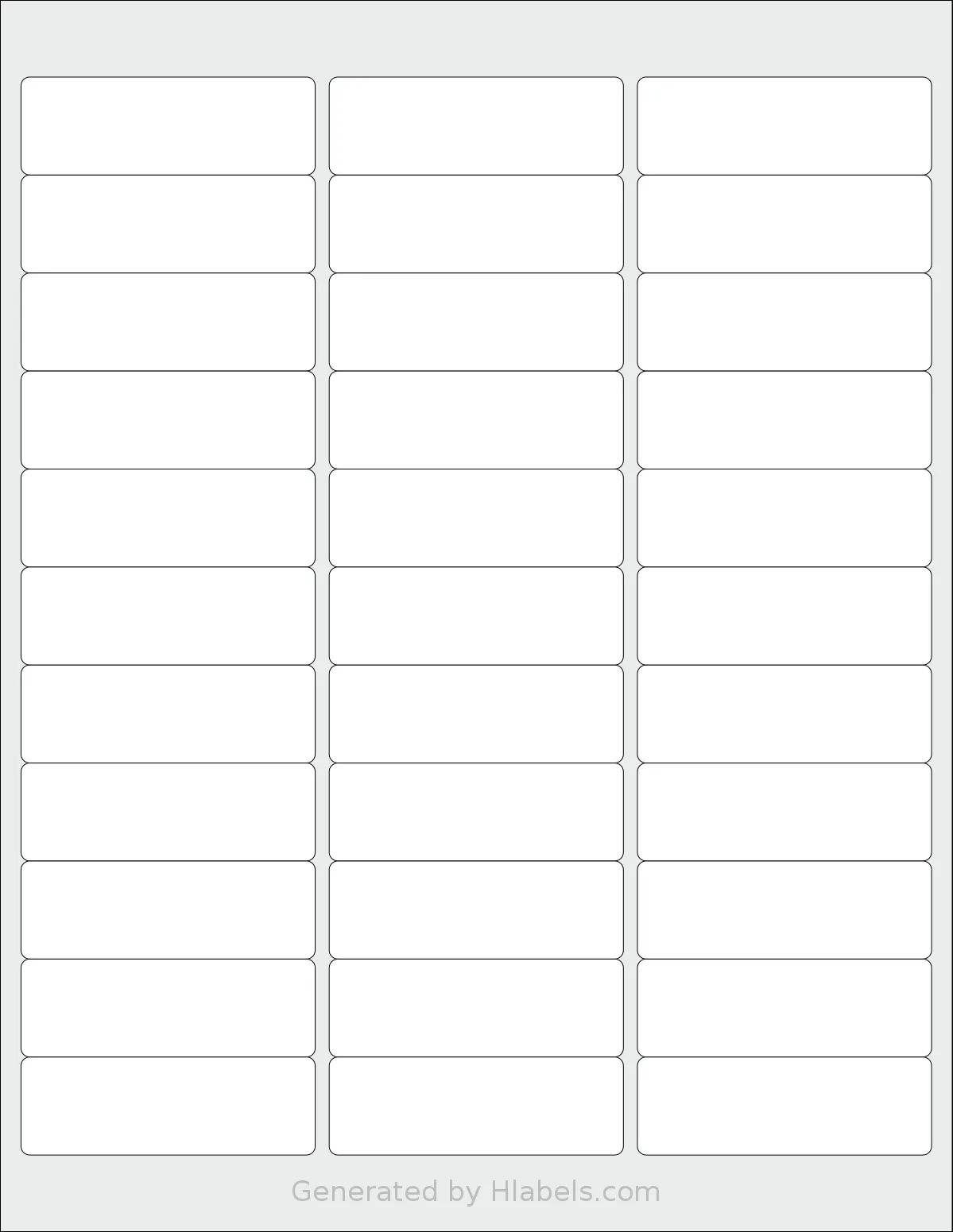 SmithCorona® S180W template with 33 rectangular 2.625 x 0.875 inch labels per sheet, on Letter-size adhesive blank label sheets.