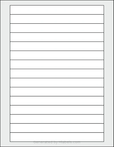 SmithCorona® S18W template with 15 rectangular 7 x 0.68 inch labels per sheet, on Letter-size adhesive blank label sheets.