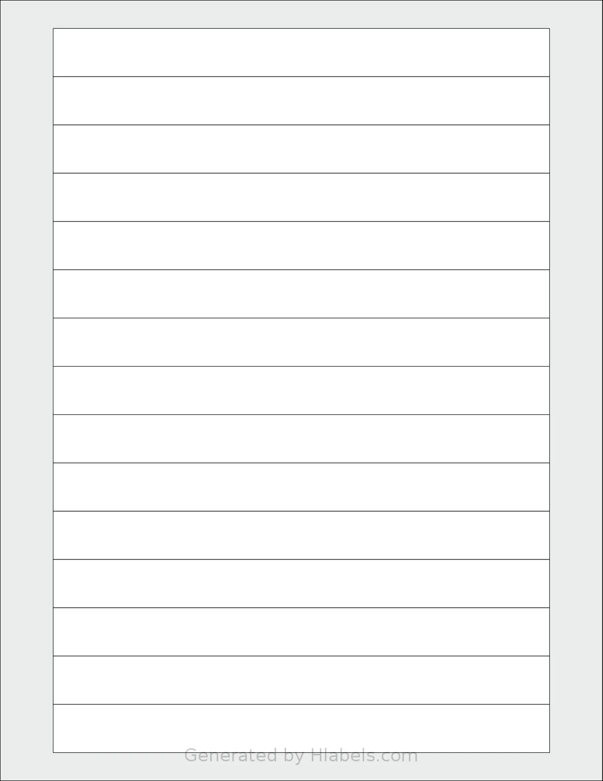 SmithCorona® S18W template with 15 rectangular 7 x 0.68 inch labels per sheet, on Letter-size adhesive blank label sheets.