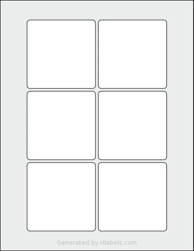 SmithCorona® S201W template with 6 square 3 x 3 inch labels per sheet, on Letter-size adhesive blank label sheets.