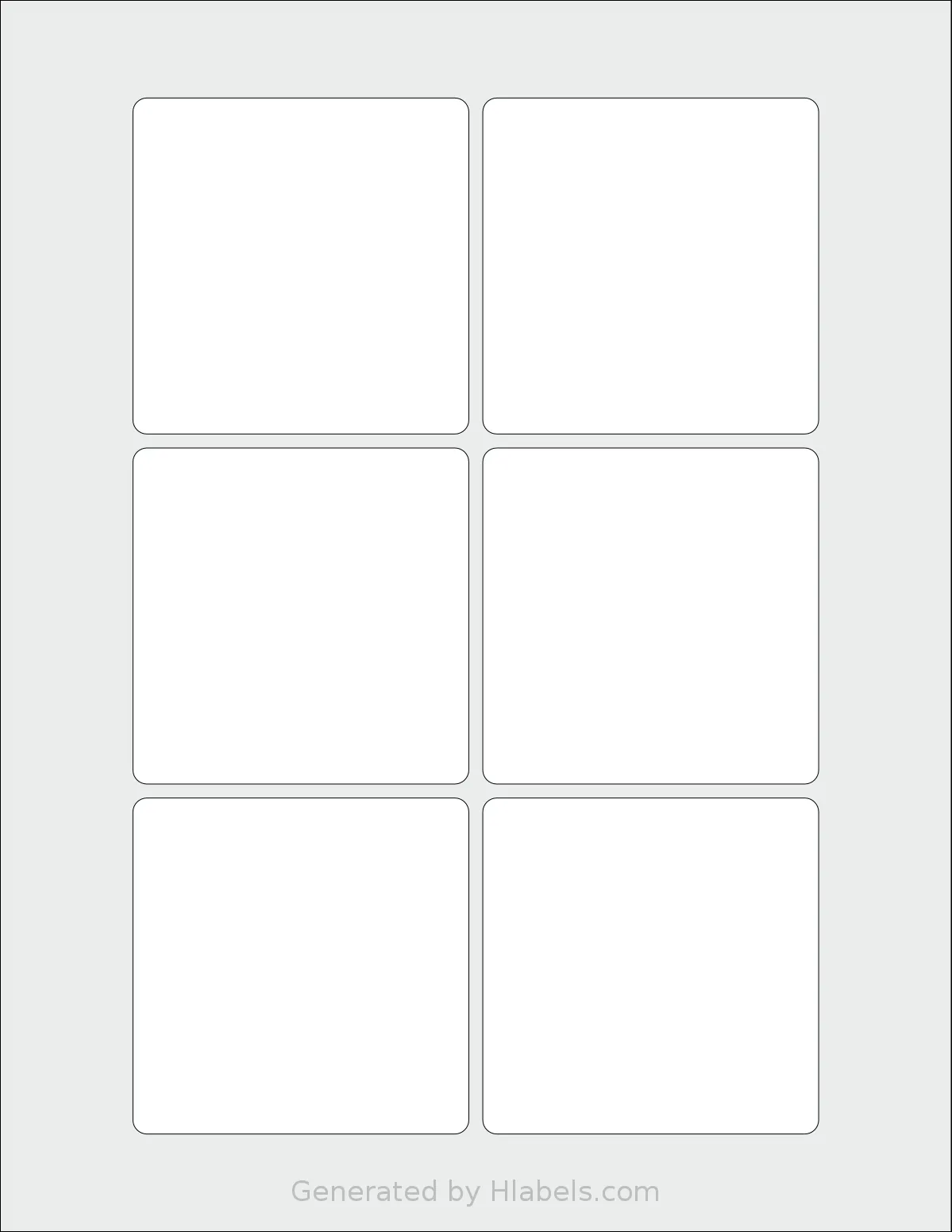 SmithCorona® S201W template with 6 square 3 x 3 inch labels per sheet, on Letter-size adhesive blank label sheets.