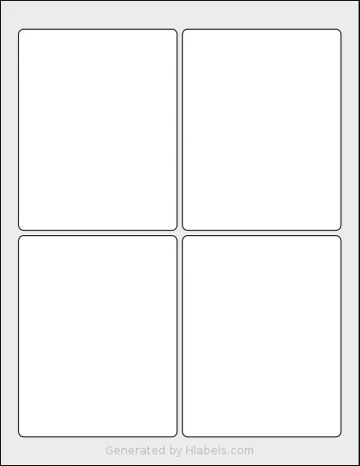 SmithCorona® S203W template with 4 rectangular 3.75 x 4.75 inch labels per sheet, on Letter-size adhesive blank label sheets.