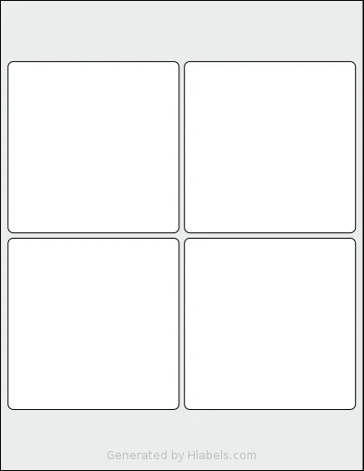 SmithCorona® S204W template with 4 square 4 x 4 inch labels per sheet, on Letter-size adhesive blank label sheets.