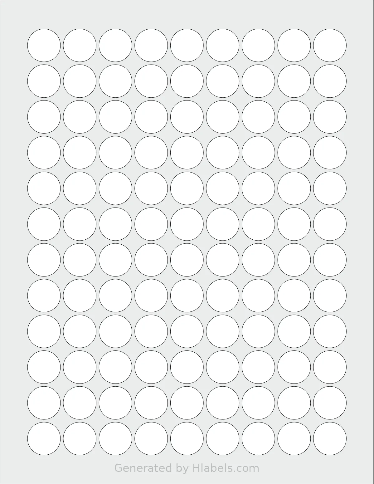 SmithCorona® S209W template with 108 circle labels per sheet, each 0.75 inch in diameter, on Letter-size adhesive blank label sheets.