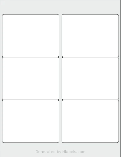 SmithCorona® S210W template with 6 rectangular 4 x 3 inch labels per sheet, on Letter-size adhesive blank label sheets.