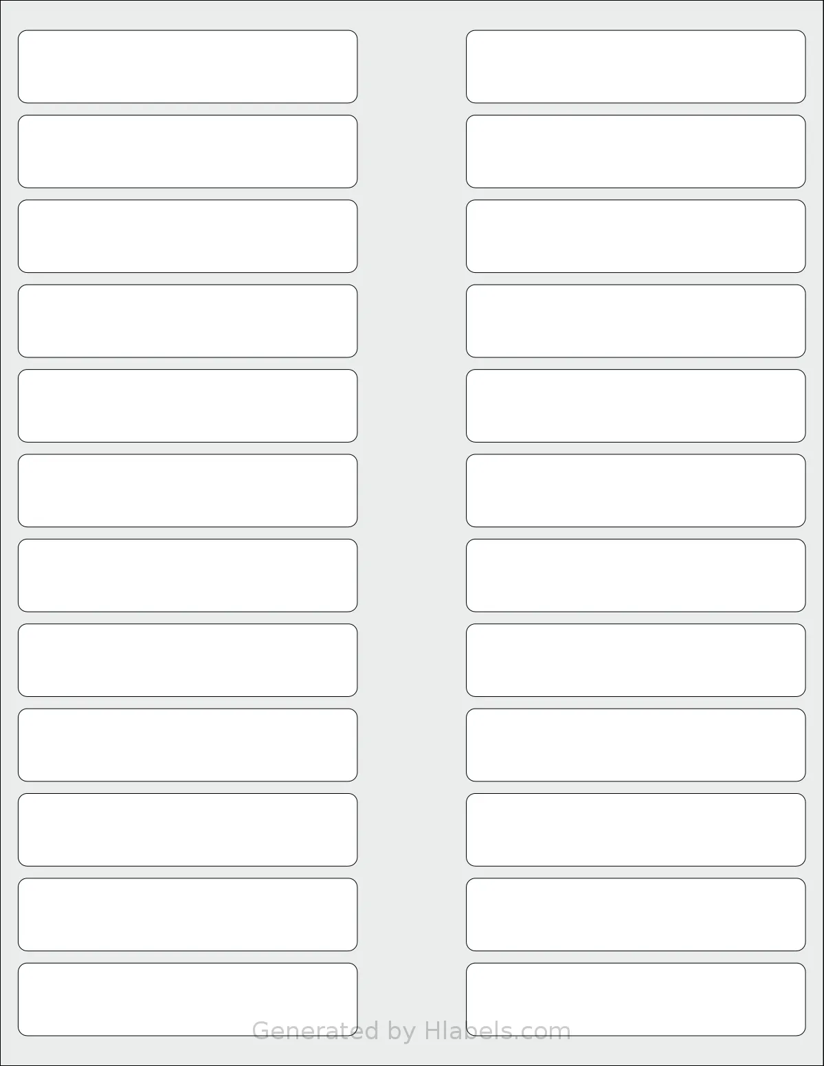 SmithCorona® S220W template with 24 rectangular 3.5 x 0.75 inch labels per sheet, on Letter-size adhesive blank label sheets.