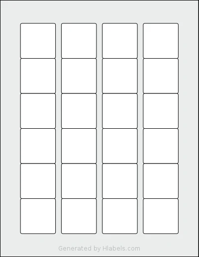 SmithCorona® S330W template with 24 square 1.5 x 1.5 inch labels per sheet, on Letter-size adhesive blank label sheets.