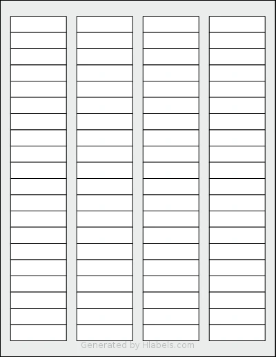 SmithCorona® S350W template with 80 rectangular 1.7225 x 0.5 inch labels per sheet, on Letter-size adhesive blank label sheets.