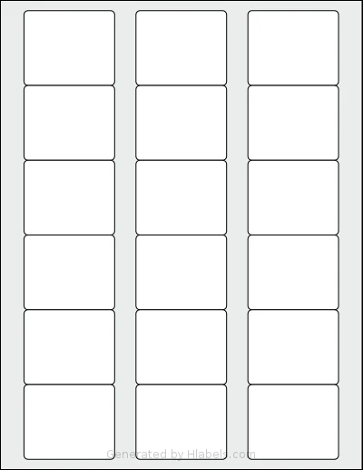 SmithCorona® S36W template with 18 rectangular 2.125 x 1.75 inch labels per sheet, on Letter-size adhesive blank label sheets.