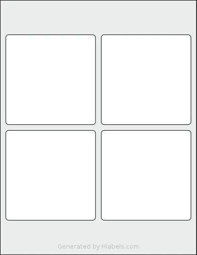SmithCorona® S395W template with 4 square 3.875 x 3.875 inch labels per sheet, on Letter-size adhesive blank label sheets.