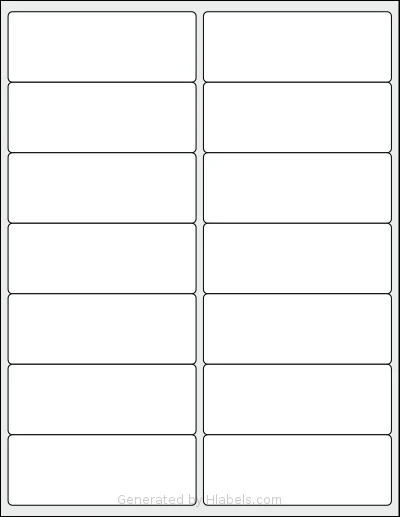 SmithCorona® S420W template with 14 rectangular 4 x 1.5 inch labels per sheet, on Letter-size adhesive blank label sheets.