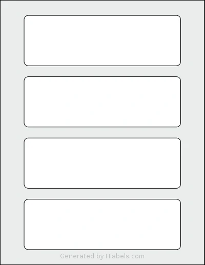 SmithCorona® S435W template with 4 rectangular 6.5 x 2.0875 inch labels per sheet, on Letter-size adhesive blank label sheets.