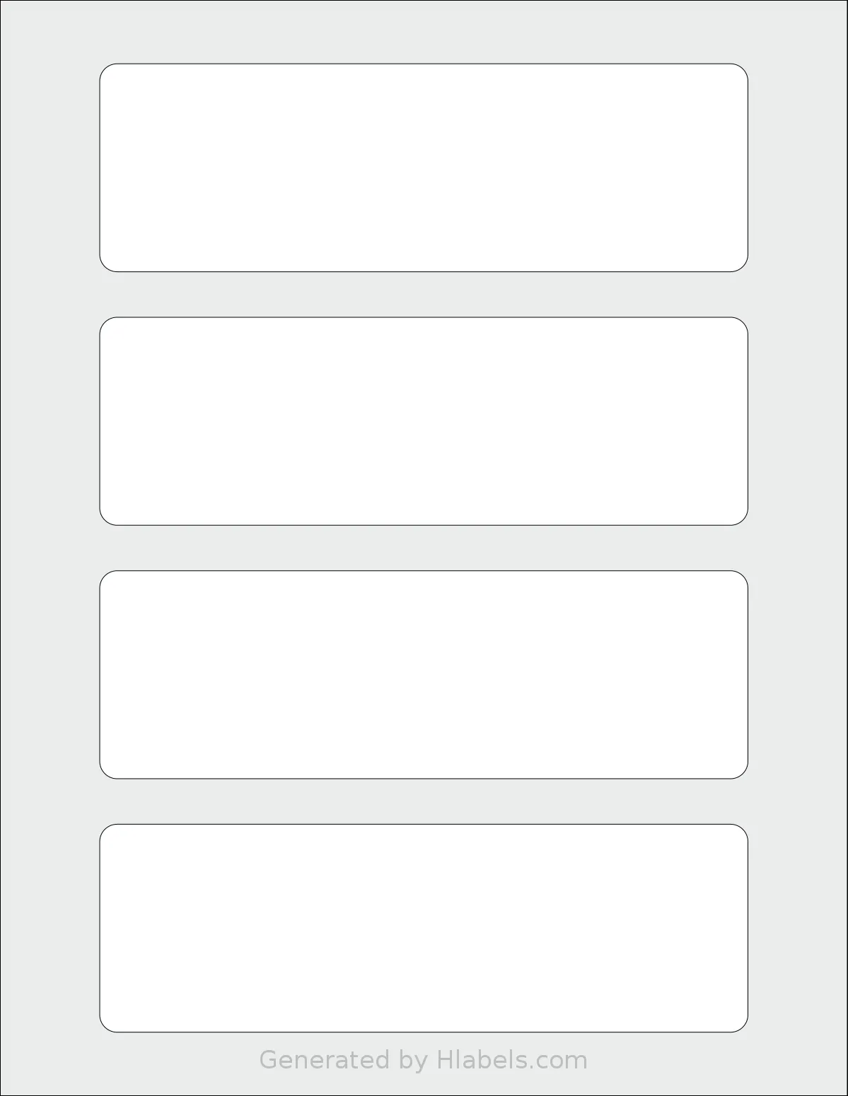 SmithCorona® S435W template with 4 rectangular 6.5 x 2.0875 inch labels per sheet, on Letter-size adhesive blank label sheets.