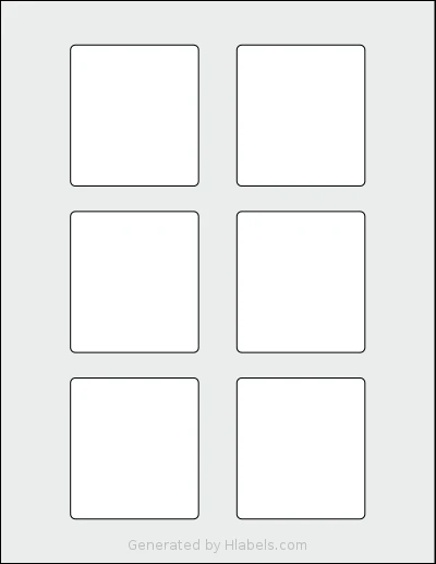 SmithCorona® S465W template with 6 rectangular 2.5 x 2.75 inch labels per sheet, on Letter-size adhesive blank label sheets.