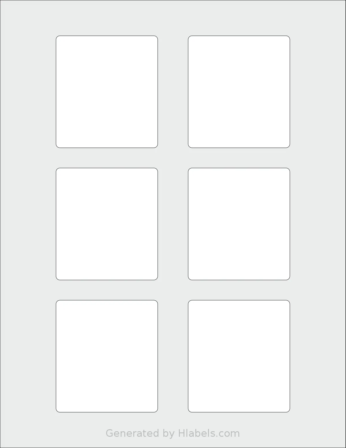 SmithCorona® S465W template with 6 rectangular 2.5 x 2.75 inch labels per sheet, on Letter-size adhesive blank label sheets.