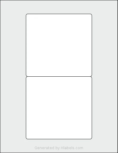 SmithCorona® S47W template with 2 rectangular 4.75 x 4.5 inch labels per sheet, on Letter-size adhesive blank label sheets.