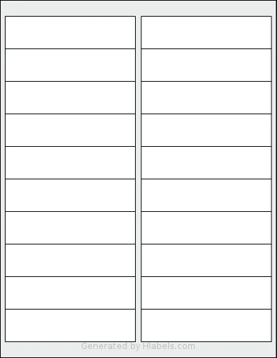 SmithCorona® S500W template with 20 rectangular 4 x 1 inch labels per sheet, on Letter-size adhesive blank label sheets.