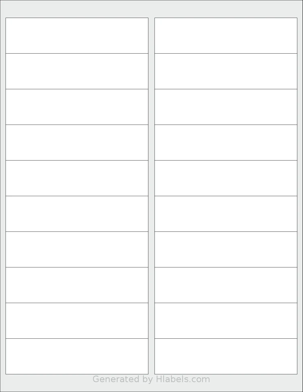 SmithCorona® S500W template with 20 rectangular 4 x 1 inch labels per sheet, on Letter-size adhesive blank label sheets.