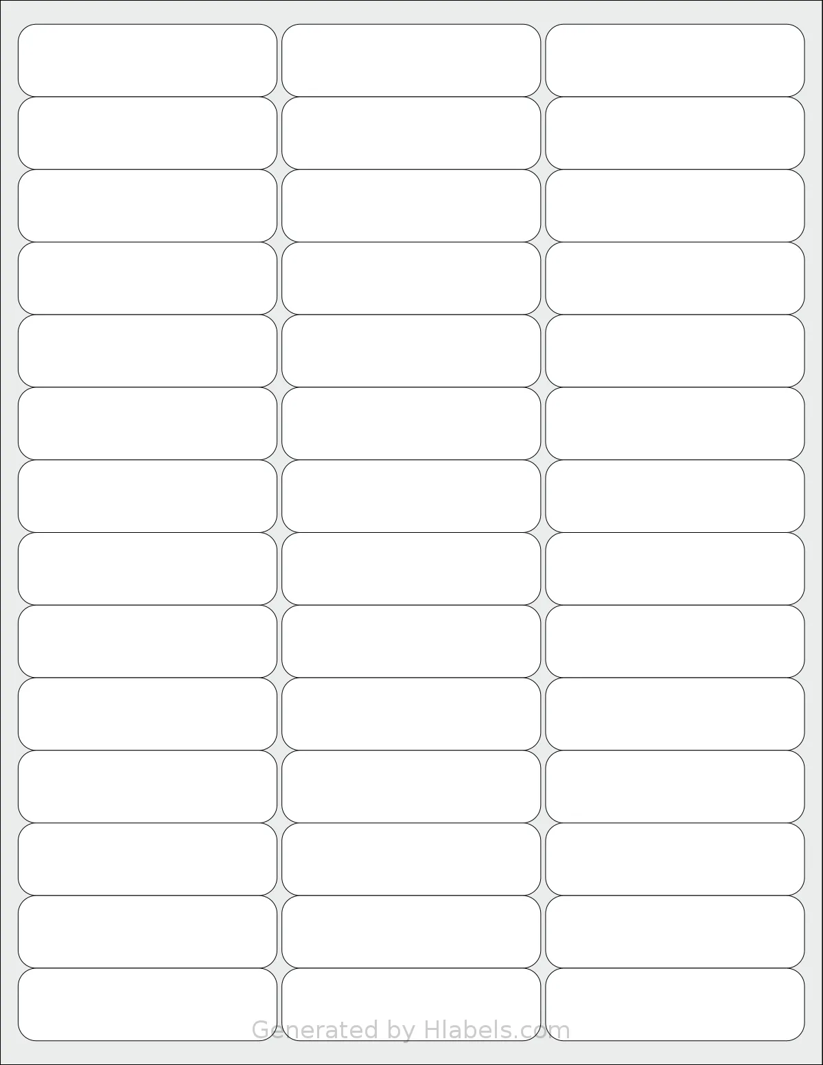 SmithCorona® S505 template with 42 rectangular 2.675 x 0.75 inch labels per sheet, on Letter-size adhesive blank label sheets.