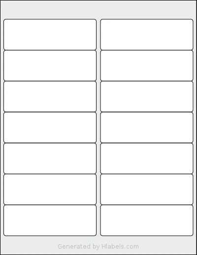 SmithCorona® S50W template with 14 rectangular 4 x 1.33 inch labels per sheet, on Letter-size adhesive blank label sheets.