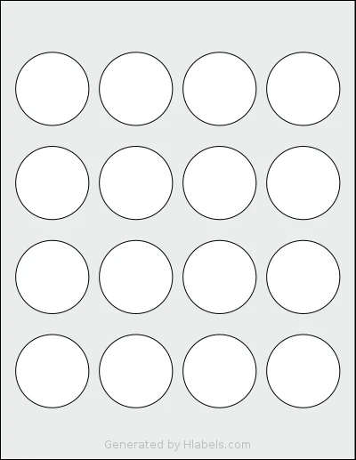 SmithCorona® S510W template with 16 circle labels per sheet, each 1.75 inch in diameter, on Letter-size adhesive blank label sheets.