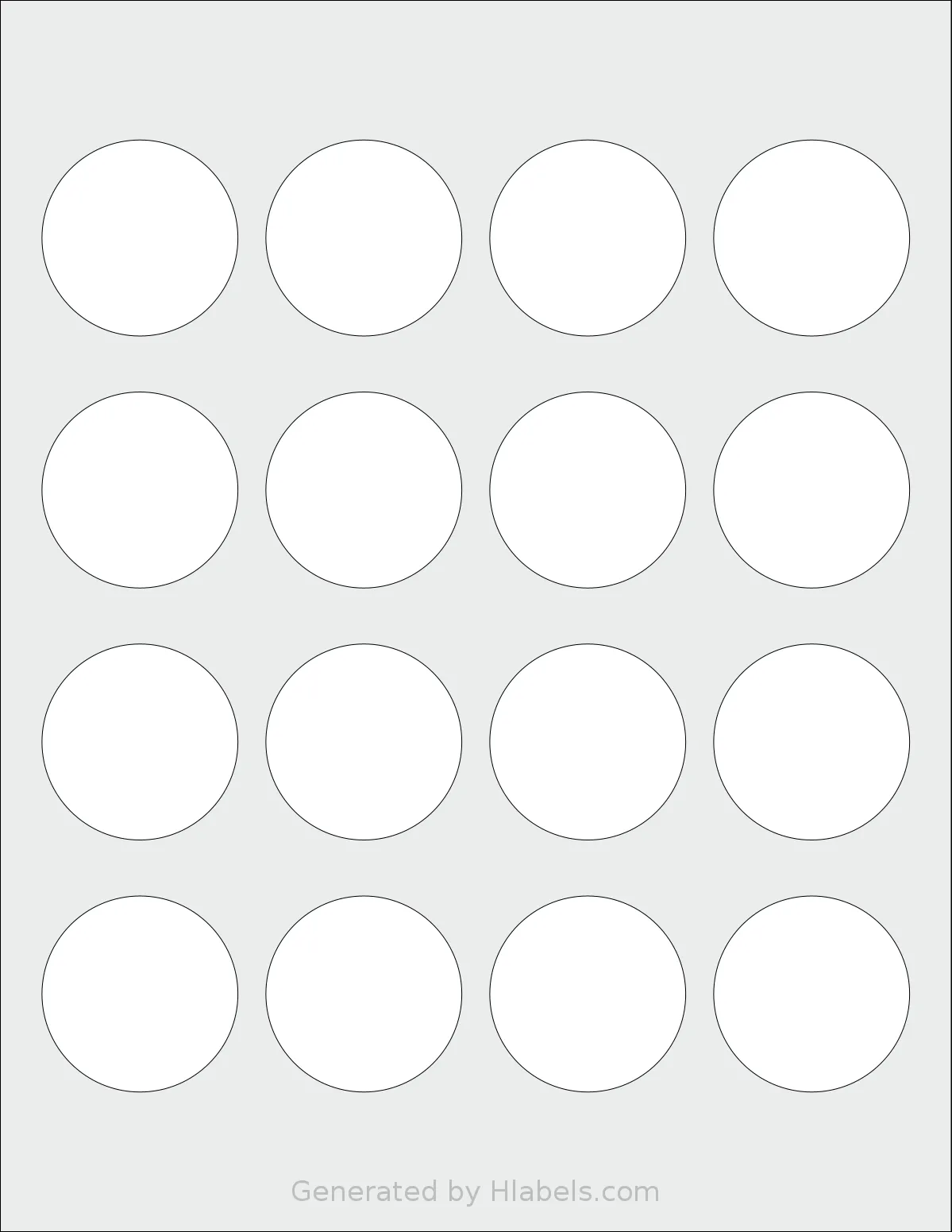 SmithCorona® S510W template with 16 circle labels per sheet, each 1.75 inch in diameter, on Letter-size adhesive blank label sheets.